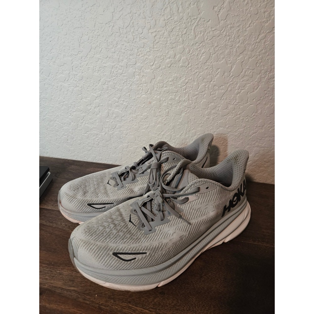 Hoka Clifton 9 Wide Mens 13 2E Harbor Mist Black Running Shoes 1132210 HMBC